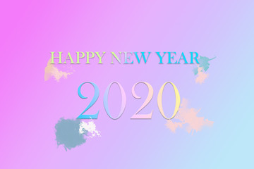 Happy New Year 2020 greeting card with simple gradients and pastel colors, minimalist pastel color concept simple 2020, use for Festival poster, banner, design Template, website, invitation,