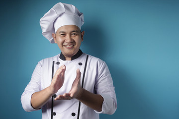 Happy Asian Chef Clapping Hands