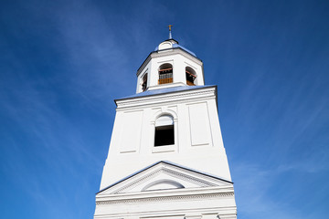 Fototapeta premium Dome and cross of the traditional Russian Orthodox Church and the sky in background
