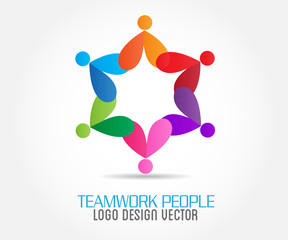 Logo teamwork unity business people identity card logotype web app template