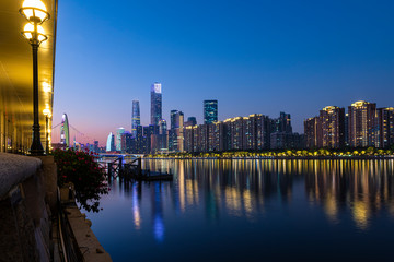 Obraz premium Beautiful city night view, Guangzhou, China