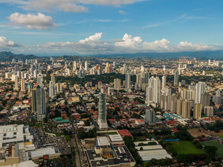 Beautiful aerial view of Panama City Skyscrapers 