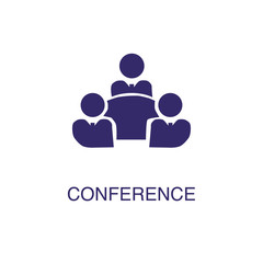 Plakat Conference element in flat simple style on white background. Conference icon, with text name concept template