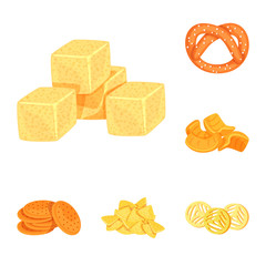 Vector illustration of food and crunchy sign. Set of food and flavor vector icon for stock.
