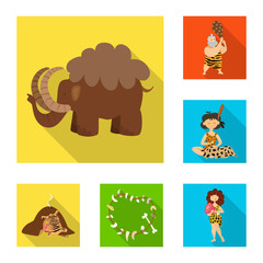 Vector illustration of evolution and prehistory logo. Collection of evolution and development stock symbol for web.