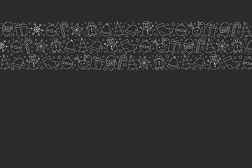 Xmas elements on black background. Christmas ornament. Vector