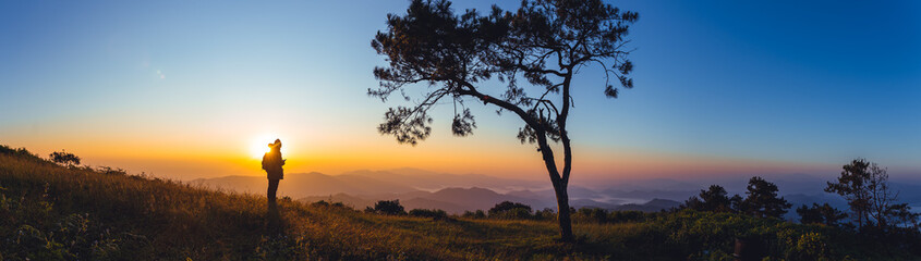 Obraz na płótnie Canvas Morning light, sunrise on the mountain - morning nature
