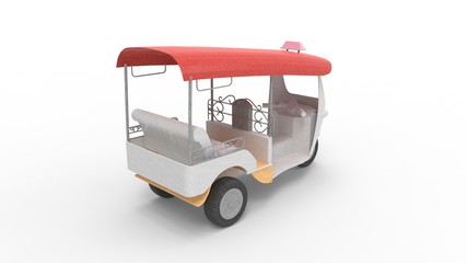 3d rendering of a tuk tuk isolated in a studio background