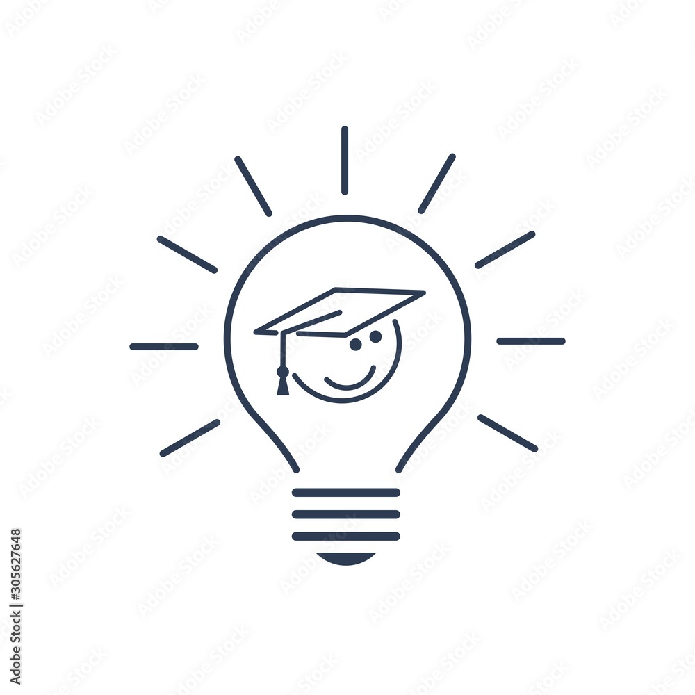 Poster new knowledge. vector linear icon on a white background.