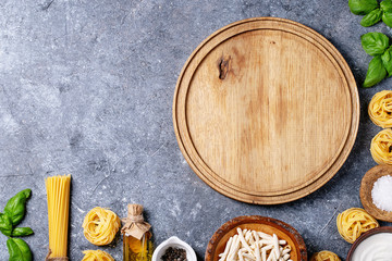Raw ingredients for cooking pasta