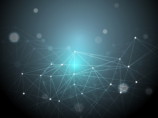 Illustration of 3D abstract polygonal space blue background