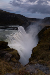 Gulfoss waterfall, the most famous and one of the strongest waterfall in Iceland.