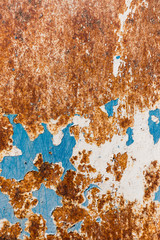 Metal rust on blue painting