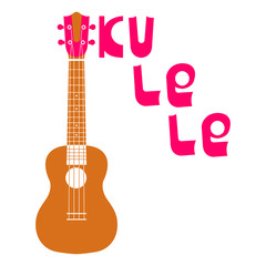 Ukulele Hawaiian guitar. String musical instrument. Simple vector illustration.