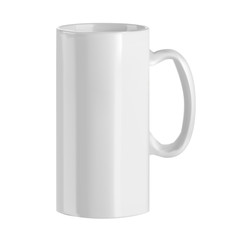  Vector realistic illustration of a ceramic high mug.Straight mug. An isolated image of a white porcelain mug.