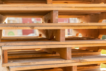 wooden pallets are folded for storage