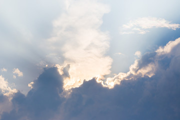 Naklejka na ściany i meble Sky with clouds at sunset after the rainstorm