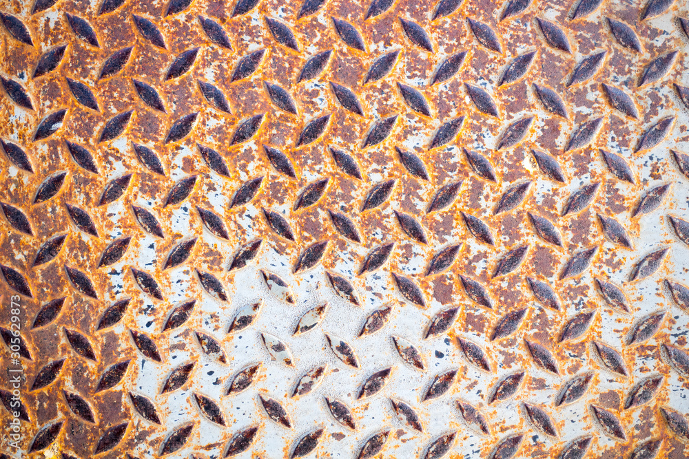 Poster pattern diagonal gray and rust on metal.