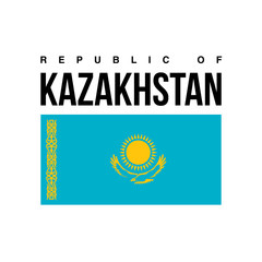 illustration festive banner with state flag of The Republic of Kazakhstan. Card with flag and coat of arms Happy Republic of Kazakhstan Day. picture banner december 16 of foundation day