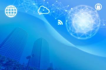 ビルディングとクラウドコンピューティングのイメージ