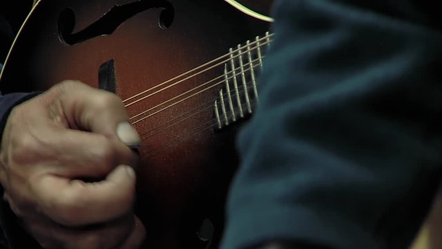 Two Men Rehearsing with Mandolin and Acoustic Guitar in La Paz, Bolivia - Close Up