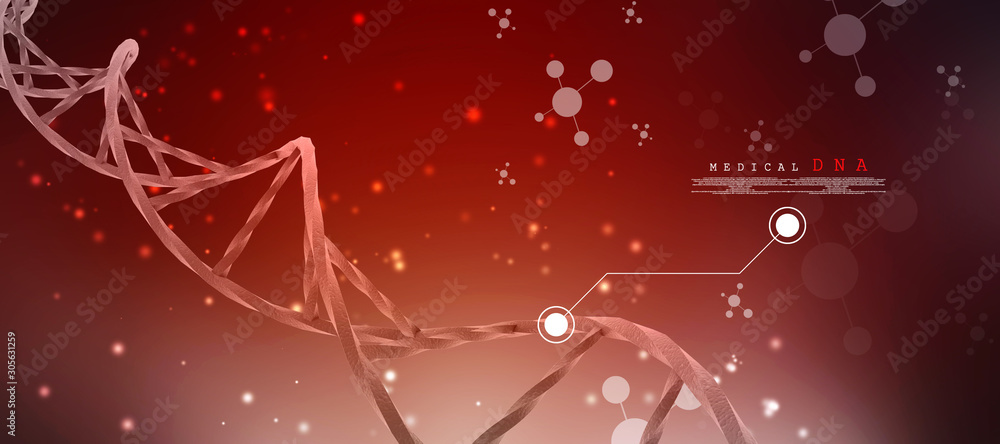 Poster 3d render of dna structure, abstract background