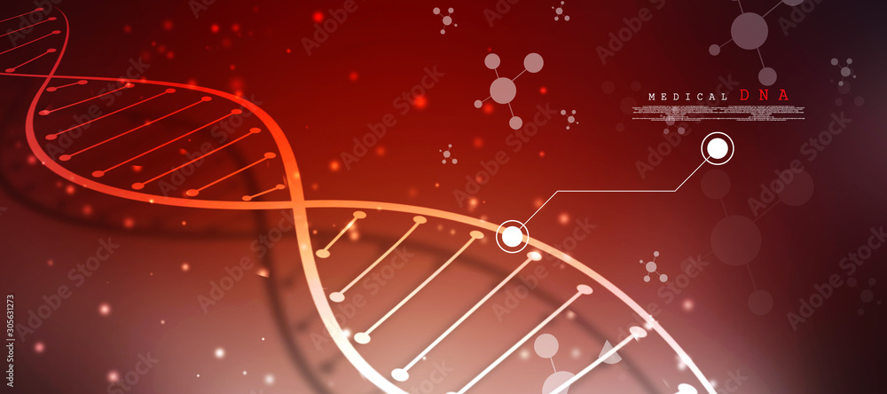 Poster 2d render of dna structure, abstract background