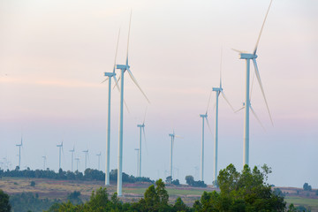 Row of wind energy turbines