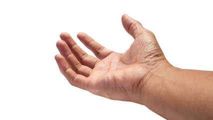 Men's hands isolated against white background