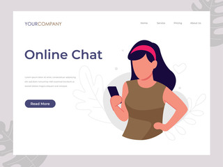 Online chat people texting, can be used for landing page, ui, web, app intro card, editorial, flyer, and banner.