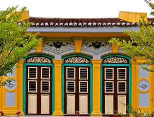 Colourful restored Chinese shop house.