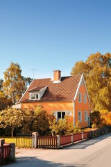 Swedish middle class home in autumn, Malarhojden - Sweden