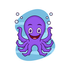 Cute octopus vector cartoon illustration