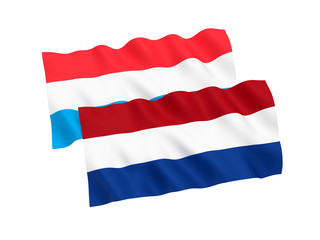 Flags of Netherlands and Luxembourg on a white background