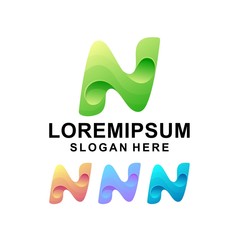 colorful letter n logo design premium