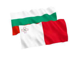 Flags of Bulgaria and Malta on a white background