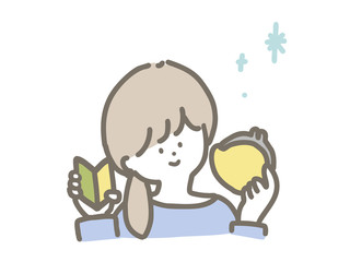 黄色い財布を持った若い主婦