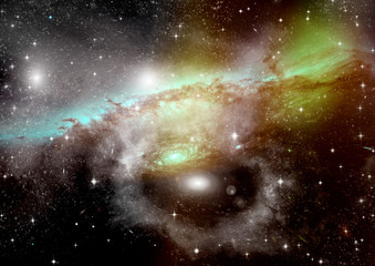 galaxy in a free space. 3D rendering