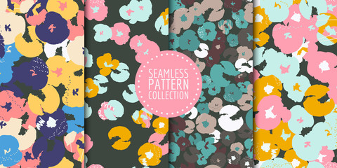 Floral seamless patterns collection. Vector design for paper, fabric, interior decor and cover