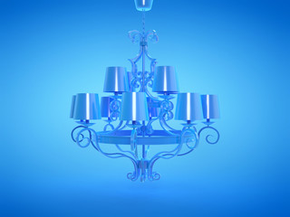 3d rendered illustration of a blue chandelier