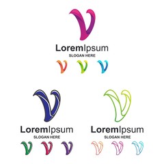 colorful letter v logo design bundle