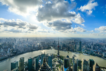 Aerial panoramic view of Shanghai skyline,China.
