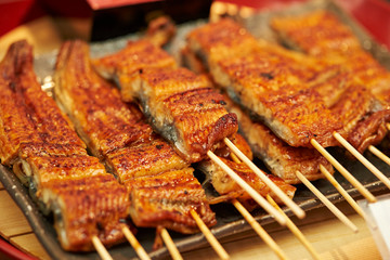 Grilled eel skewer with sauce 