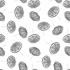 Beautiful watercolor seamless pattern with beach sun umbrellas. Ready summer print for swimwear fabric.