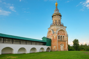 Fototapeta na wymiar Candle tower, Borisoglebsky monastery, the town of Torzhok, Tver region
