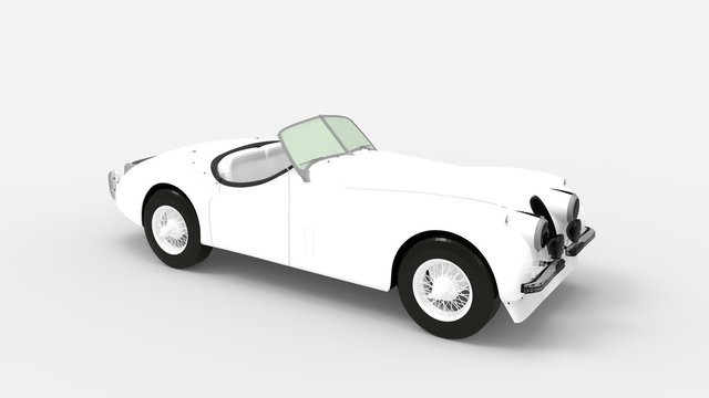 3d rendering of a classic vintage car isolated in studio background