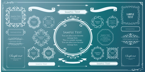 高級感のあるフレームデザイン、カリグラフィー素材、ラグジュアリー、テンプレート、コピースペース