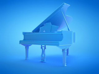 3d rendered illustration of a blue grand piano