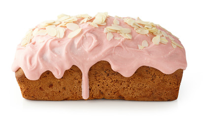 sweet bread decorated with melted raspberry white chocolate