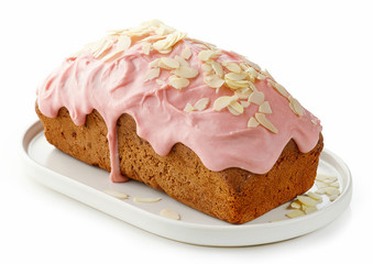 sweet bread decorated with melted raspberry white chocolate